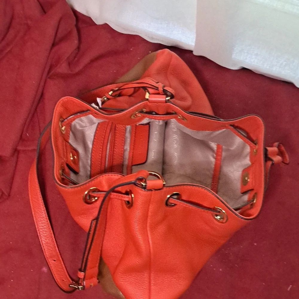 SOLD ๐ NEW Michael Kors Orange & Brown Soft Pebble Leather Shoulder Bag - Picture 9 of 13